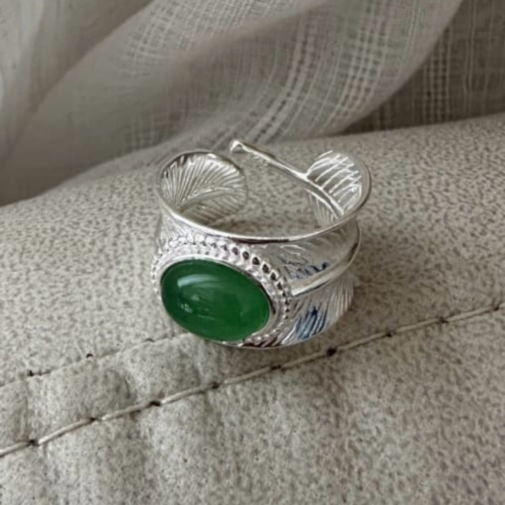 925 Sterling Silver Jade Band Ring #E22-4550
